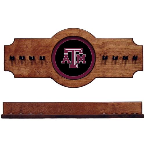  Wave NCAA Texas A&M Aggies TAMCRR100-P 2 pc Hanging Wall Pool Cue Stick Holder Rack - Pecan