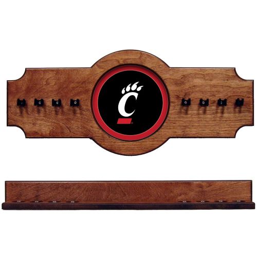  Wave NCAA Cincinnati Bearcats CINCRR100-P 2 pc Hanging Wall Pool Cue Stick Holder Rack - Pecan