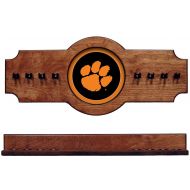 Wave NCAA Clemson Tigers CLMCRR100-P 2 pc Hanging Wall Pool Cue Stick Holder Rack - Pecan