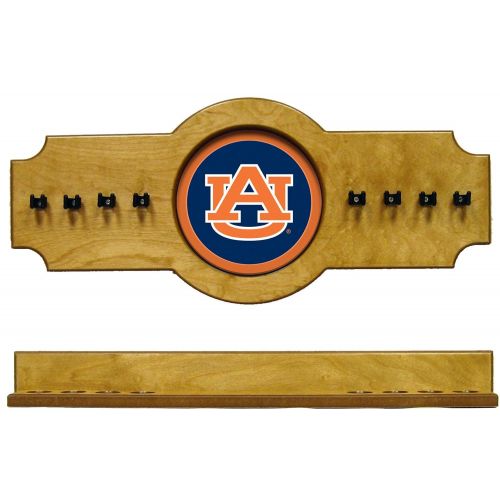  Wave NCAA Auburn Tigers AUBCRR100-O 2 pc Hanging Wall Pool Cue Stick Holder Rack - Oak