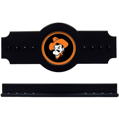  Wave NCAA Oklahoma State Cowboys OKSCRR500-B 2 pc Hanging Wall Pool Cue Stick Holder Rack - Black