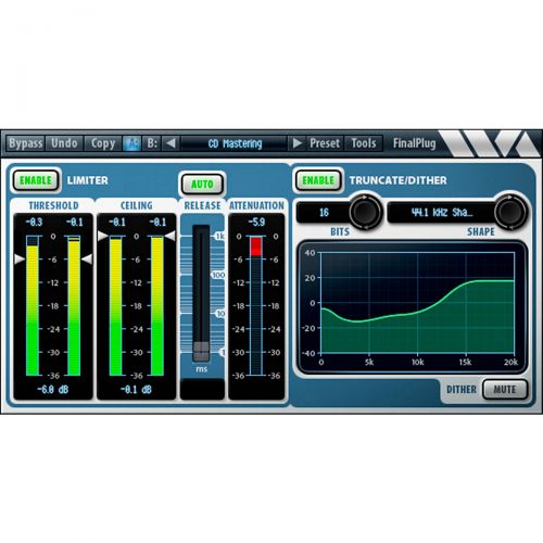  Wave Arts},description:FinalPlug is a professional peak limitervolume maximizer with extensive bit depth truncation and dither options, making it ideally suited for a final mix. T