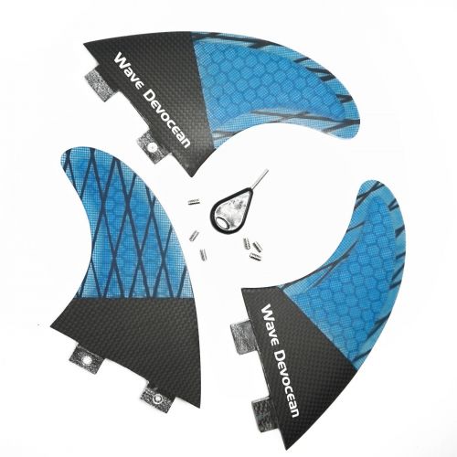  Wave Devocean Surfboard Fins FCS Base G5 Size Half Carbon Fins+Free Fins Keys and Screws