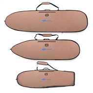 Wave Tribe Surfboard Bag - Hemp Boardbag Keeps Surfboard Cool + Alloy Reflection - Never Break Nickel Plated Zippers, 4 Pockets (Grizzly Bear Brown, Fits 1 Board)