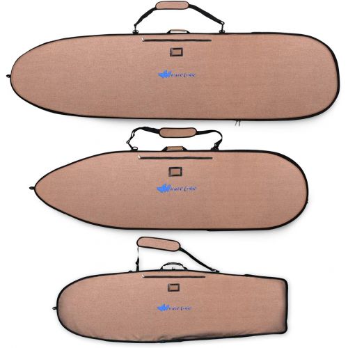  Wave Tribe Surfboard Bag - Hemp Boardbag Keeps Surfboard Cool + Alloy Reflection - Never Break Nickel Plated Zippers, 4 Pockets (Grizzly Bear Brown, Fits 1 Board)