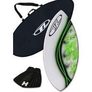 Wave Zone Skimboards Skimboard Package - Green - 45 Fiberglass Wave Zone Surge plus Board Bag andor Traction Pad - For Riders up to 160 lbs