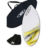Wave Zone Skimboards Skimboard Package - Yellow - 43 Fiberglass Wave Zone Rip Plus Board Bag andor Traction Pad - for Riders up to 145 lbs