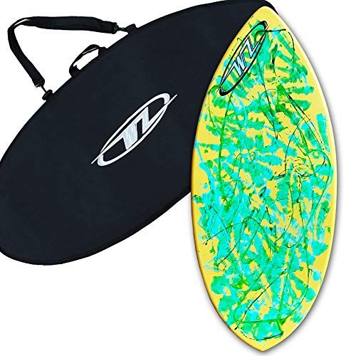  Wave Zone Skimboards Skimboard Package - Yellow - 43 Fiberglass Wave Zone Rip Plus Board Bag andor Traction Pad - for Riders up to 145 lbs