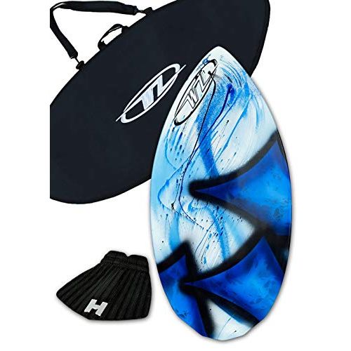  Wave Zone Skimboards Wave Zone Diamond 38.5 Skimboard Combo Package for Beginners & Kids up to 110 Lbs - Blue Skimboard, Board Bag & Traction Pad