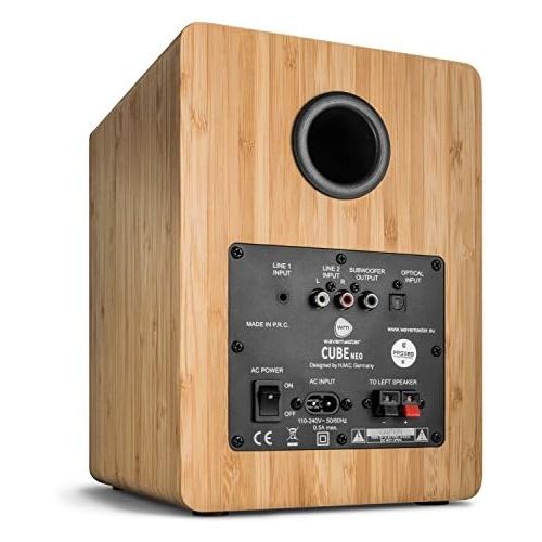  [아마존베스트]-Service-Informationen wavemaster Cube Neo bamboo shelf speaker system (50 watts) with Bluetooth streaming, digital connection and IR remote control, active boxes, use for TV/Tablet/Smartphone, bamboo (6