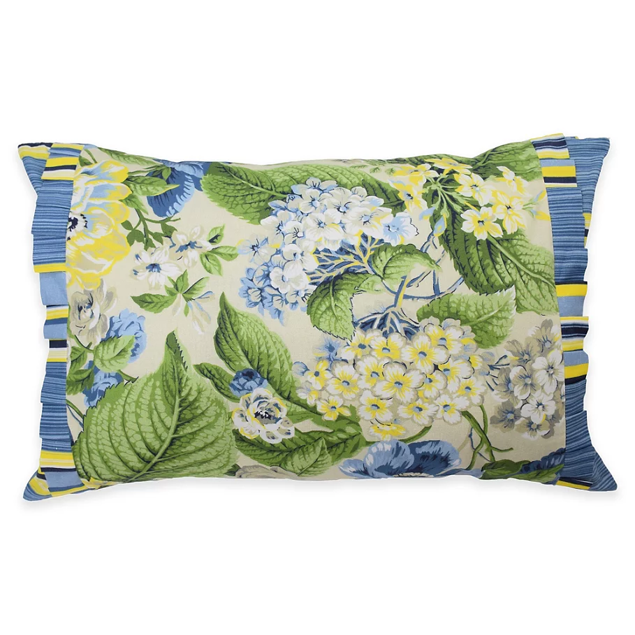 Waverly Floral Flourish Pieced Oblong Throw Pillow in Porcelain