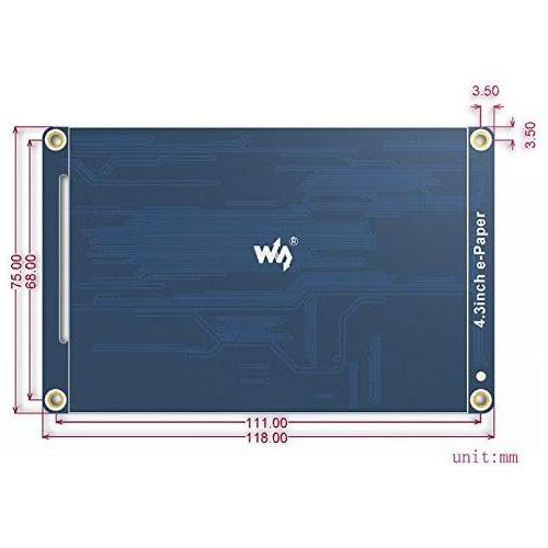  Waveshare 4.3inch e-Paper 800x600 Resolution Serial Interface Electronic Paper Display Panel Module Kit with Embedded Font Libraries Display Geometric GraphicsTexts Images