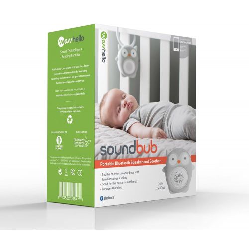  WavHello SoundBub, White Noise Machine and Bluetooth Speaker | Portable and Rechargeable Baby Sleep Sound Soother  Ollie The Owl, Grey