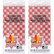 Waxed Basket Liners Red White Checkered Deli Paper Sheets - for Food BBQ Cookout Picnic - 15in.x 18in -