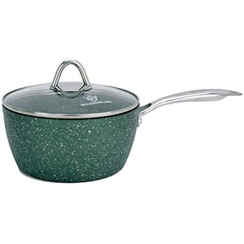  [아마존베스트]WaxonWare 2.5 Quart Stone Nonstick Saucepan With Glass Lid, Scratch Resistant Non Toxic APEO PFOA Free Nonstick Cookware Cooking Pot, Induction Compatible, Dishwasher & Oven Safe (