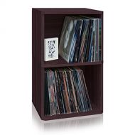 Way Basics 2-Shelf Vinyl Record Storage Cube and LP Record Album Storage Shelf, Espresso