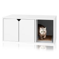 Way Basics Eco Friendly Modern Cat Litter Box Furniture Enclosure, Black Wood Grain