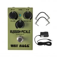 Way Huge WM42 Russian Pickle Fuzz MK III Smalls Series Distortion Effect Guitar Pedal Bundle with Simple Three Knob Control Interface with AC Power Adapter and 2 Patch Cable