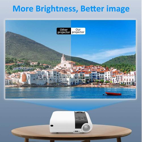  [무료배송]Mini Projector,WayGoal Movie Projector with 50000 Hours LED Lamp Life and 1080P Supported Projector for Outdoor,150 Display for TV Stick,Video Game,Dual Speakers