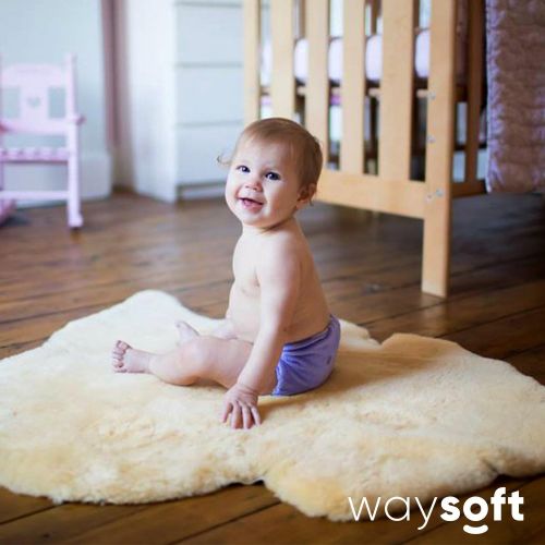  Baby Sheepskin Rug by WaySoft in a Gift Bag, New Zealand Soft Fur Rug, Hypoallergenic and Oeko-Tex Standard 100 Certified Nursery Fluffy Rug, 2ft x 3ft
