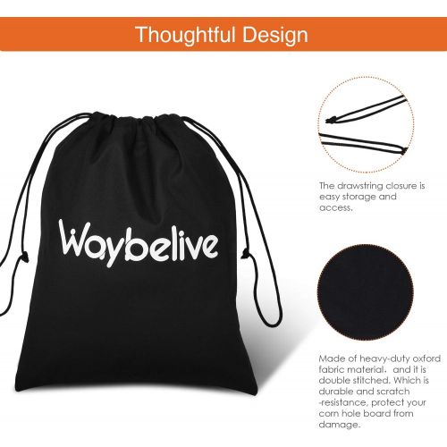  Waybelive 2 Pieces Bean Bag Game Carrying Bag, Canvas Cornhole Carrying Case with Cornhole Bean Bag Tote Carry Case, Weatherproof Bags, Black