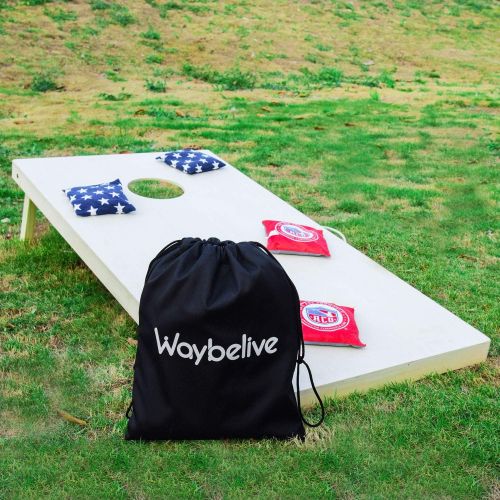  Waybelive 2 Pieces Bean Bag Game Carrying Bag, Canvas Cornhole Carrying Case with Cornhole Bean Bag Tote Carry Case, Weatherproof Bags, Black