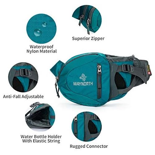  Waynorth Hiking Waist Bag Fanny Pack with Water Bottle Holder for Men Women Kids Walking Running Hiking Climbing Travel Dog Fanny Pack Sport Waist Pack Fit All Kinds of Phones(Bott