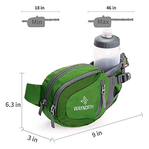  Waynorth Hiking Waist Bag Fanny Pack with Water Bottle Holder for Men Women Kids Walking Running Hiking Climbing Travel Dog Fanny Pack Sport Waist Pack Fit All Kinds of Phones (Bot