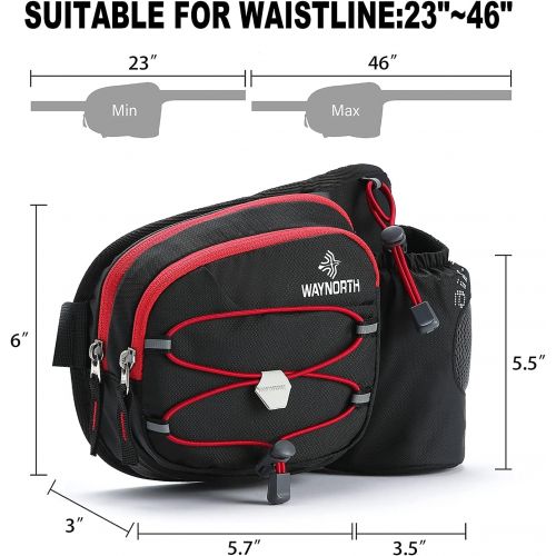  Waynorth Hiking Waist Bag Fanny Pack with Water Bottle Holder for Men Women Kids Running Hiking Dog Walking Travel Sport Waist Pack Fit All Phones (Bottle Not Included)