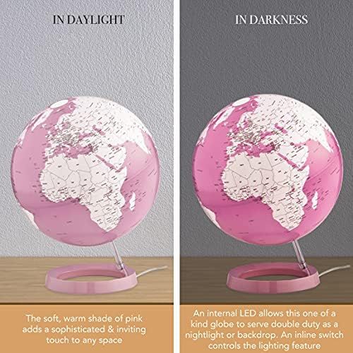  Waypoint Geographic Light & Color Designer Series 12-inch Illuminated Decorative Desktop Globe (Pink)