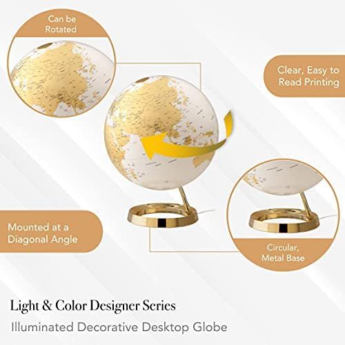  Waypoint Geographic Light & Color Designer Series 12-inch Illuminated Decorative Desktop Globe (Gold)
