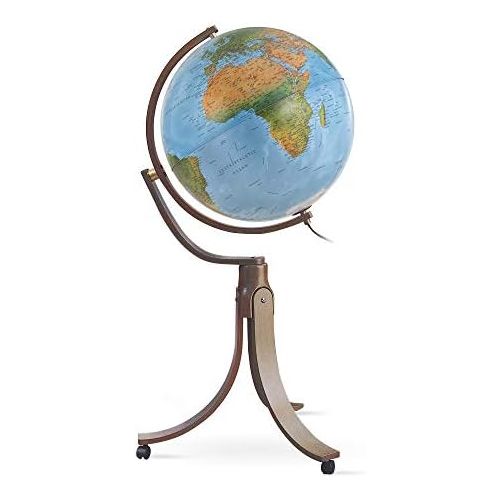 Waypoint Geographic Emily 20 Floor Stand Globe - Illuminated - 1,000s of UP-to-Date Political Named Places & Points of Interest - Full Gyromatic Wood Stand for Full Globe Viewing - Home & Office (Blue