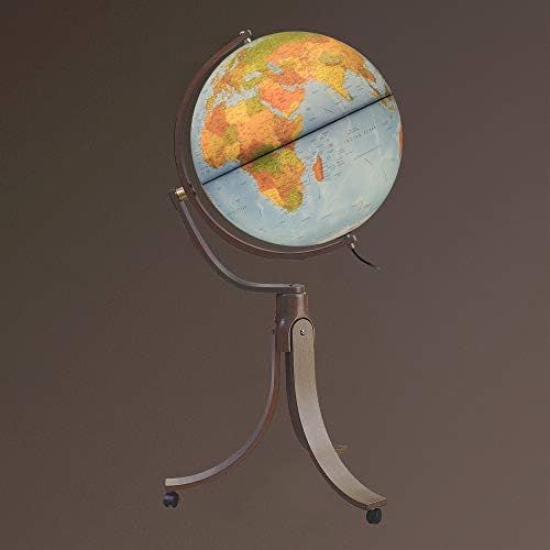  Waypoint Geographic Emily 20 Floor Stand Globe - Illuminated - 1,000s of UP-to-Date Political Named Places & Points of Interest - Full Gyromatic Wood Stand for Full Globe Viewing - Home & Office (Blue