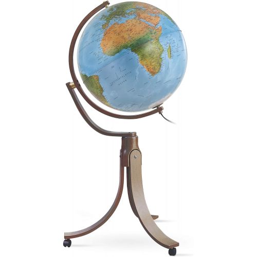  Waypoint Geographic Emily 20 Floor Stand Globe - Illuminated - 1,000s of UP-to-Date Political Named Places & Points of Interest - Full Gyromatic Wood Stand for Full Globe Viewing - Home & Office (Blue