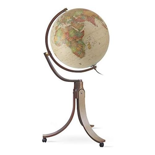  Waypoint Geographic Emily 20 Floor Stand Globe - Illuminated - 1,000s of UP-TO-DATE Political Named Places & Points of Interest - Full Gyromatic Wood Stand for Full Globe Viewing - Home & Office (Anti