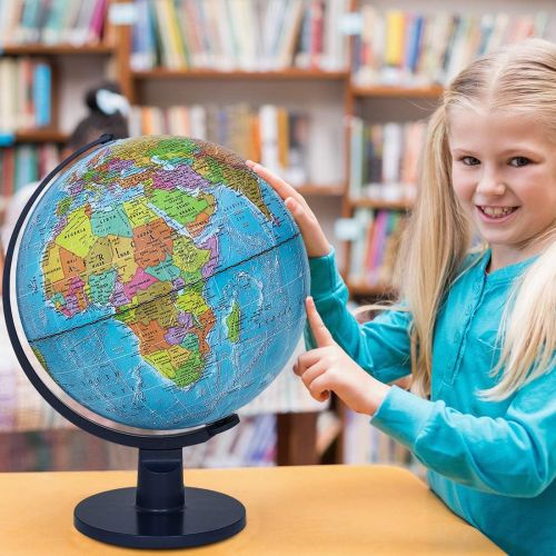  Waypoint Geographic World Globe for Kids - Scout 12” Desk Classroom Decorative Globe with Stand, More Than 4000 Names, Places - Current World Globe