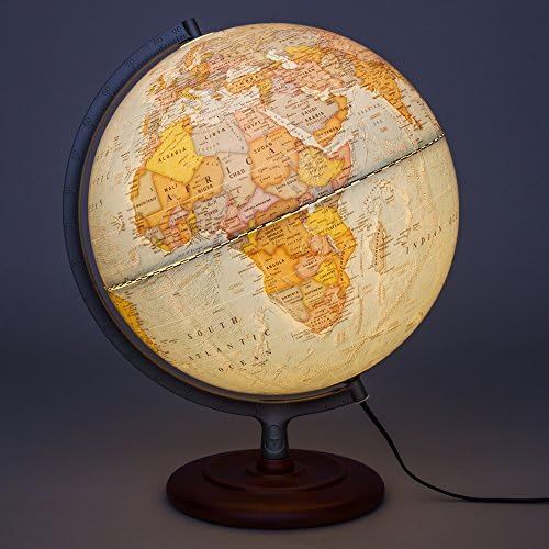  Waypoint Geographic Light Up Globe - Geographic Mariner 12” Desk Decorative Illuminated Globe with Stand, up to Date World Globe