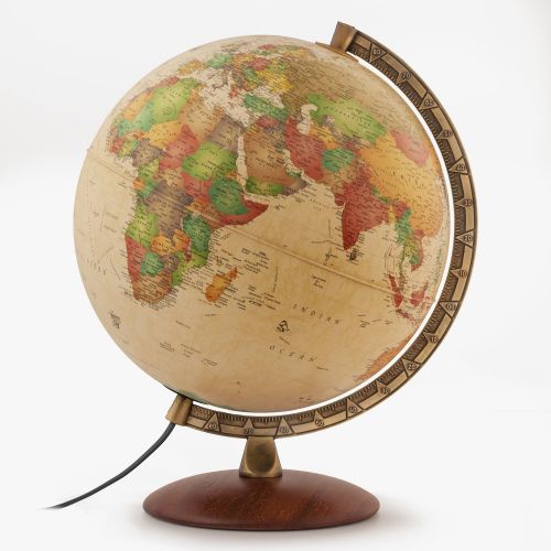  Waypoint Geographic Como 12 Desktop Globe with Metal Numbered Meridian and Wood Base for Home & Office (Classic Antique Ocean) World, Beige, 2.5 Lb