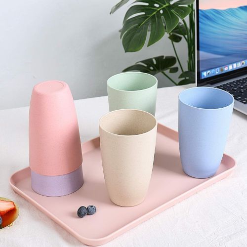  [아마존베스트]Wazon Lightweight & Unbreakable reusable cups, Microwave & Dishwasher Safe 22 oz cups, Eco-Friendly Wheat Straw drinking cups for Adult, Non-toxin, BPA free and Healthy for Kids set 5 cu