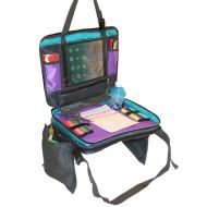 Wazza products 2 in 1 Kids Travel Tray Plus Organizer Toddler Activity Snack Play Tray with iPad Tablet Holder, Storage Mesh Pockets, Cup Holder & Pen Straps, Detachable Lap Table for...