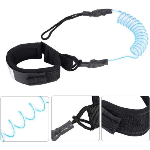  Wbestexercises Coiled Sup Leash Leg Rope, Stand Up Paddle Board 5mm Coiled Spring Leg Foot Rope Surfing Leash for Surfboard