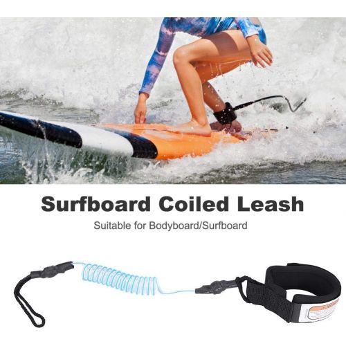  Wbestexercises Coiled Sup Leash Leg Rope, Stand Up Paddle Board 5mm Coiled Spring Leg Foot Rope Surfing Leash for Surfboard