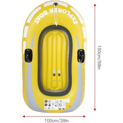  Wbestexercises Inflatable Boat with Two Paddle Mounts, 1 Person PVC Thicken Inflatable Kayak Canoe Rowing Air Boat Fishing Drifting Diving, Yellow