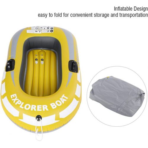  Wbestexercises Inflatable Boat with Two Paddle Mounts, 1 Person PVC Thicken Inflatable Kayak Canoe Rowing Air Boat Fishing Drifting Diving, Yellow