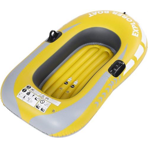  Wbestexercises Inflatable Boat with Two Paddle Mounts, 1 Person PVC Thicken Inflatable Kayak Canoe Rowing Air Boat Fishing Drifting Diving, Yellow