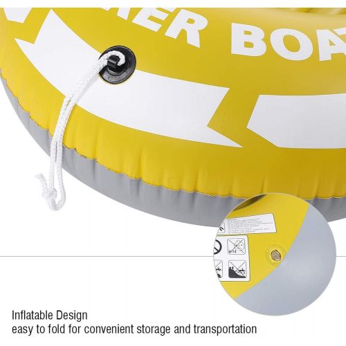  Wbestexercises Inflatable Boat with Two Paddle Mounts, 1 Person PVC Thicken Inflatable Kayak Canoe Rowing Air Boat Fishing Drifting Diving, Yellow