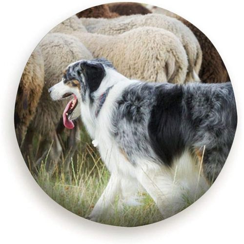  Wdoci Spare Tire Cover Polyester Universal Dust-Proof Waterproof Wheel Covers for Jeep Trailers RV SUV Truck and Many Vehicles 14 15 16 17 Inch, Purebred Border Collie Herding Flock Shee