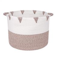 We Care Vida Storage Baskets - Woven Basket Made from Natural Cotton Rope - Baby Laundry Basket with Handle - Decorative Hamper - Perfect Blanket Basket for Your Living Room - Grea