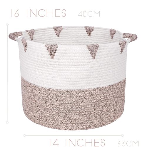  We Care Vida Storage Baskets - Woven Basket Made from Natural Cotton Rope - Baby Laundry Basket with Handle - Decorative Hamper - Perfect Blanket Basket for Your Living Room - Grea