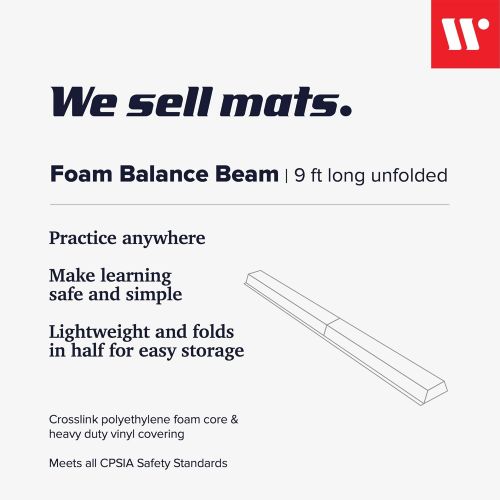  We Sell Mats 9 ft Folding Foam Balance Beam Bar, Portable Gymnastics Equipment for Gymnast, Children or Cheerleaders